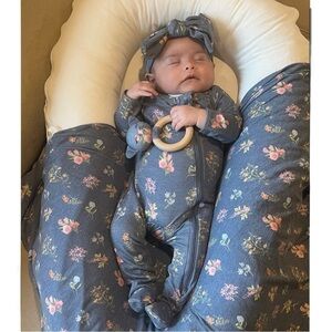NEW Toby Botanical‎ Floral Swaddle Blanket Headband Teether 3pc Set Dusk